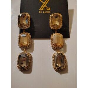 Elegant | Z By Zaxie Earrings Yellow Glass Rhinestone
